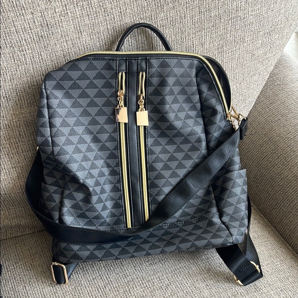 Stylish Black Geometric Backpack
